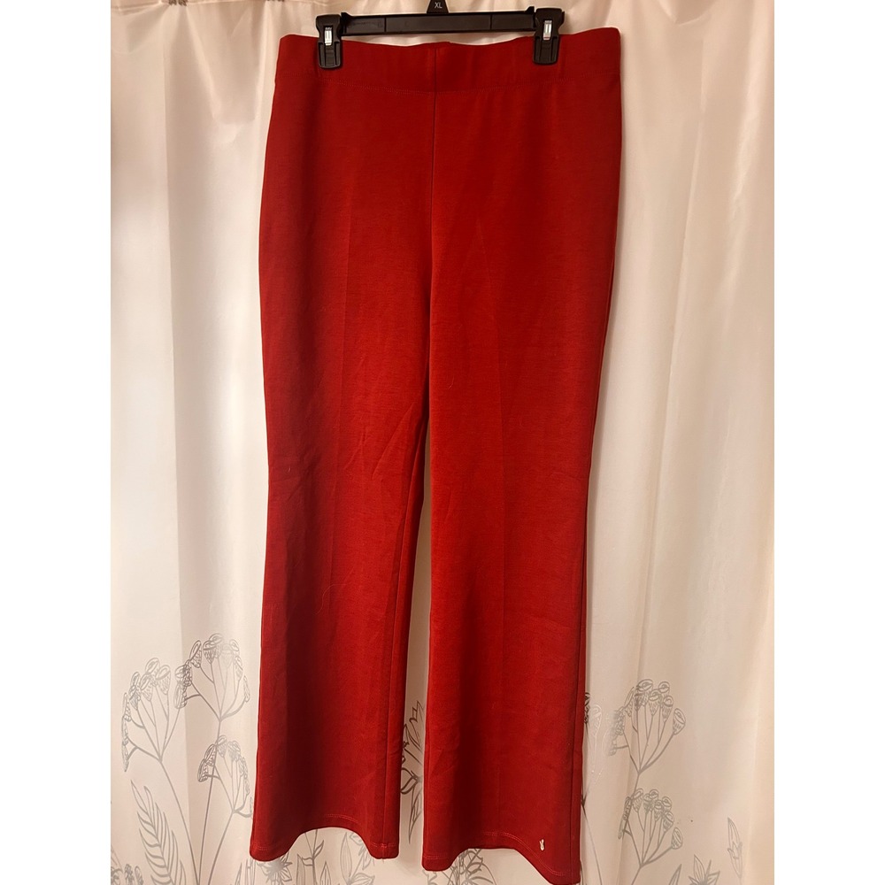 IMAN Global Chic‎ Red Stretch Knit Straight Leg Pull On Pants Womens Large